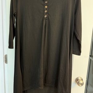 Black Long Sleeve Button-Down Dress